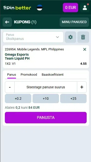 Spinbetter Eesti: e-spordi kihlveokupong