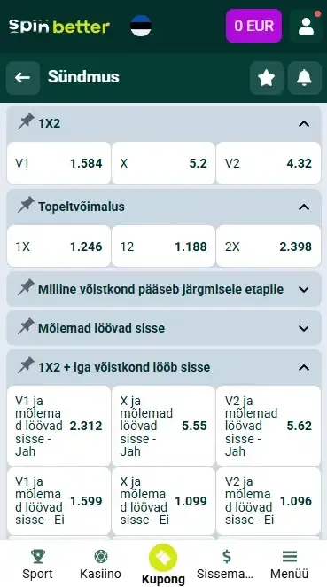Spinbetteri kihlveoturud