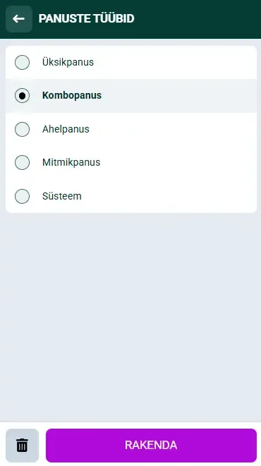Spinbetteri panustüüp