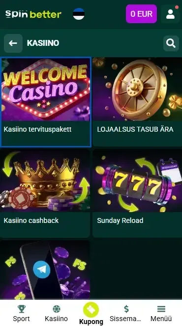 Kasiino tervitusboonus Eesti mängijatele