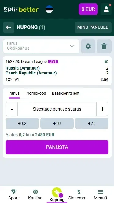 Spinbetter Eesti jäähoki kihlveokupong