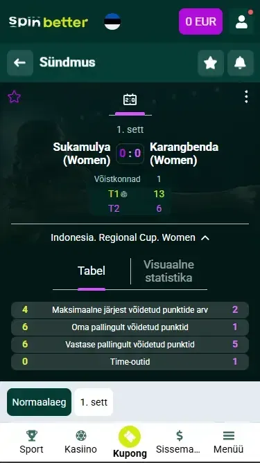Spinbetter Eesti võrkpalli live-panused