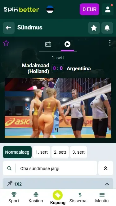 Spinbetter Eesti võrkpalli otseülekanne