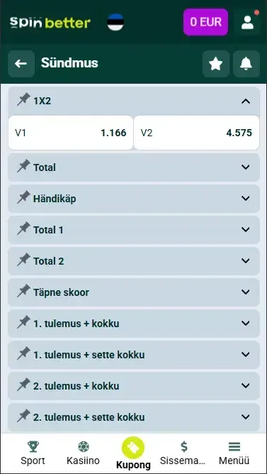 Spinbetter Eesti võrkpalli matši võitja