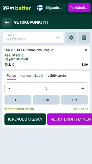 Aloita vedonlyönti Spinbetter Finlandissa