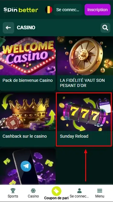 Bonus de dépôt casino Spinbetter
