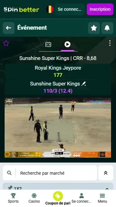 Spinbetter Belgique Paris en direct sur le cricket