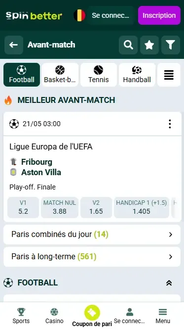 Paris en direct sur Spinbetter