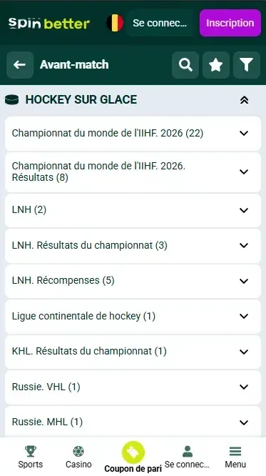 Événements de hockey Spinbetter Belgique
