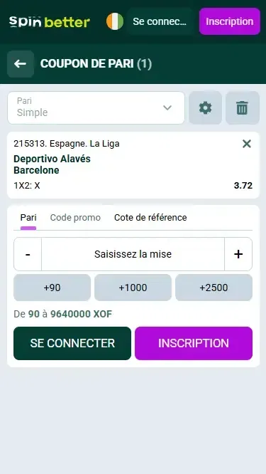 Commencer à parier sur Spinbetter
