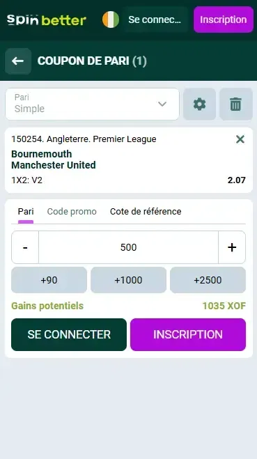 Commencer à parier sur Spinbetter Côte d'Ivoire