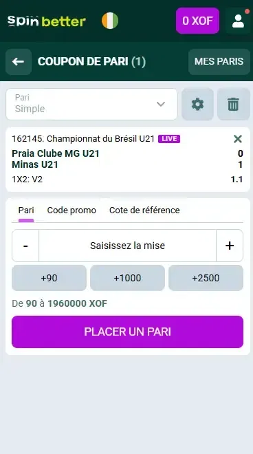 Spinbetter Côte d'Ivoire Coupon de pari volley-ball