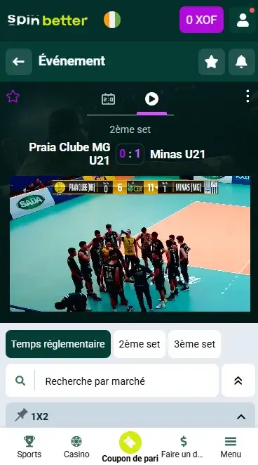 Spinbetter Côte d'Ivoire : diffusion en direct de matchs de volley-ball