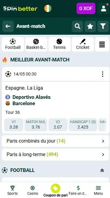 Paris sportifs Spinbetter Côte d'Ivoire