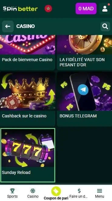 Bonus de dépôt Spinbetter Casino