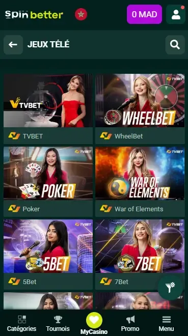 Spinbetter Maroc : Jeux TV