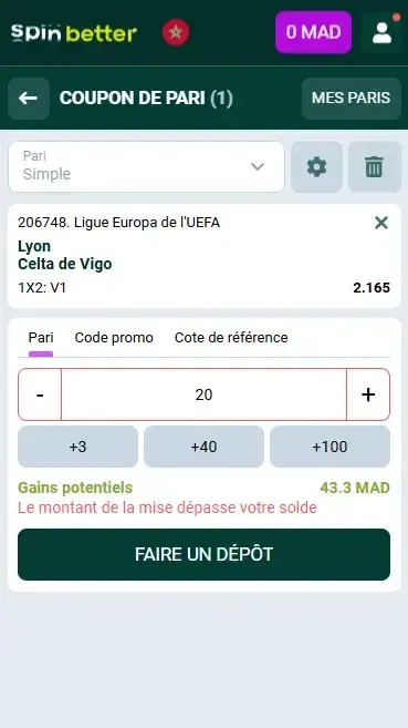 Commencer à parier sur Spinbetter Maroc