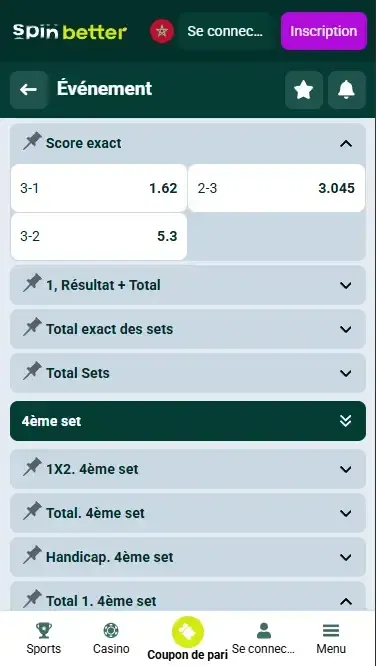 Spinbetter Maroc Score exact (Volleyball)