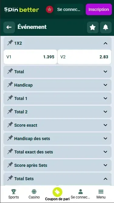 Spinbetter المغرب الكرة الطائرة الفائز بالمباراة