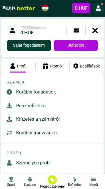 Spinbetter HU fiók