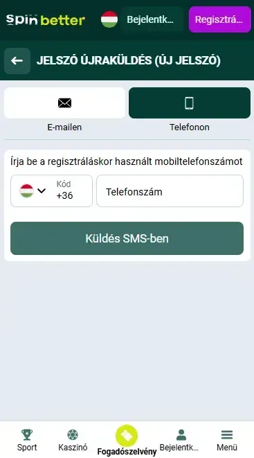 Jelszó-visszaállítás telefonszám alapján