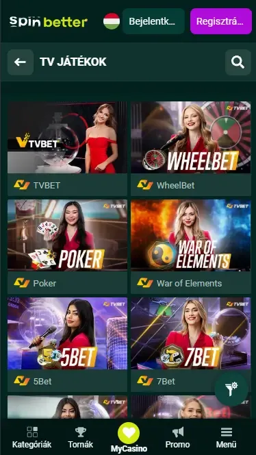 Spinbetter Magyarország: TV-játékok