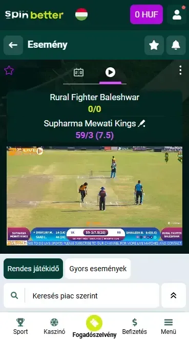 Spinbetter Magyarország Élő krikett fogadás