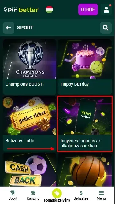 Spinbetter Magyarország: ingyenes fogadási bónusz