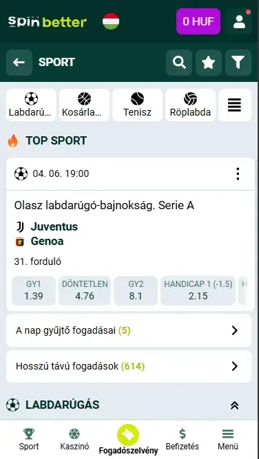 Spinbetter élő fogadások