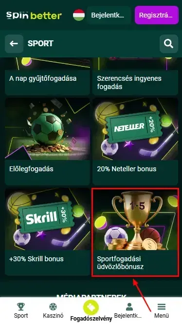 Spinbetter Magyarország üdvözlő bónusz