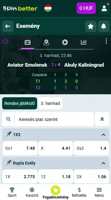 Spinbetter Magyarország élő fogadási funkciók