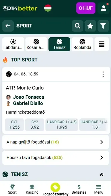 Spinbetter Magyarország: Teniszversenyek