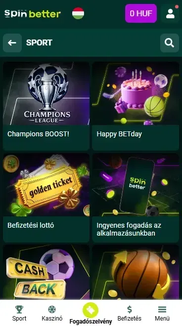 Spinbetter Magyarország sportbónuszok