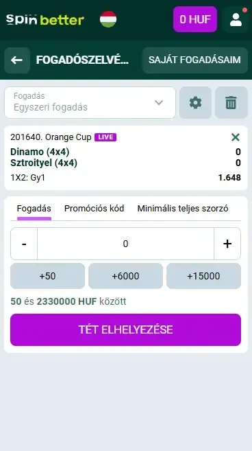 Spinbetter Magyarország röplabda fogadási szelvény