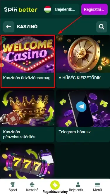 Spinbetter HU Kaszinó üdvözlőcsomag