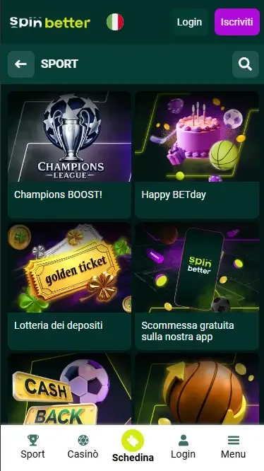 Bonus Sportivi Spinbetter in Italia