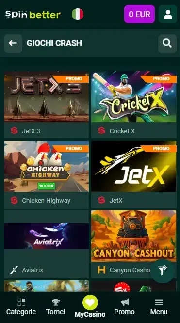 Spinbetter Italia: Giochi Crash