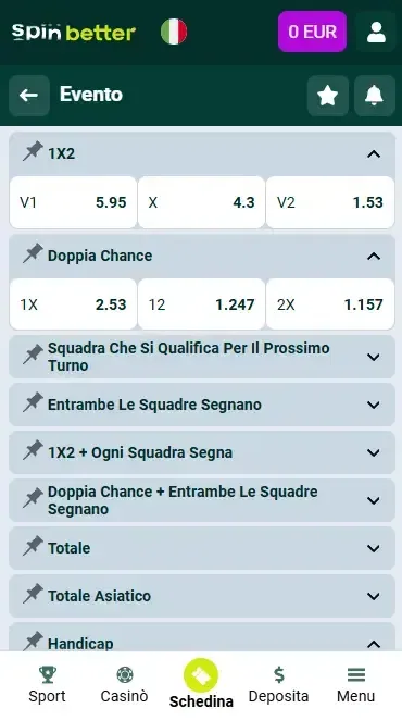 Mercati di scommessa Spinbetter