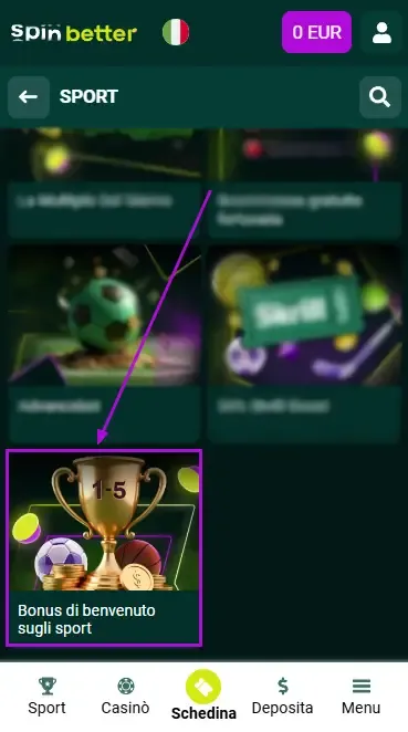 Bonus di benvenuto Spinbetter Italia