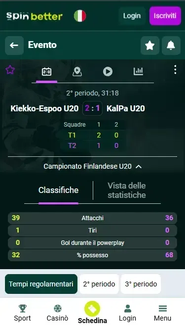 Funzionalità di scommesse live Spinbetter Italia