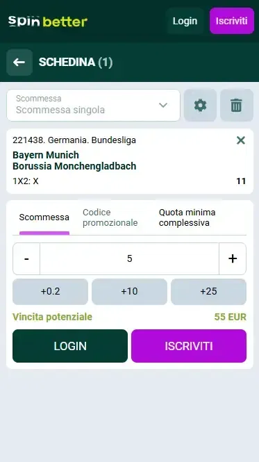 Inizia a scommettere su Spinbetter Italia