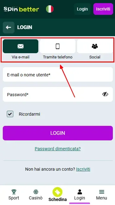Spinbetter IT: Modi per accedere