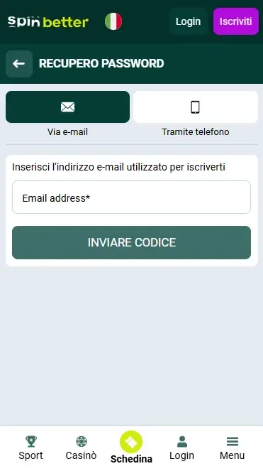 Recupero password via email in Italia