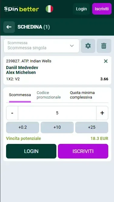 Schedina Spinbetter Italia