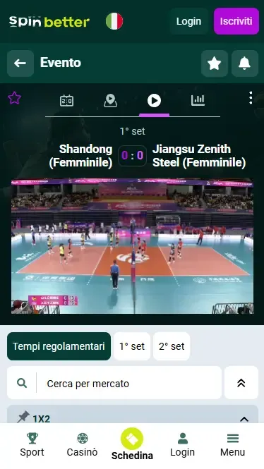 Spinbetter Italia Live Stream di Pallavolo