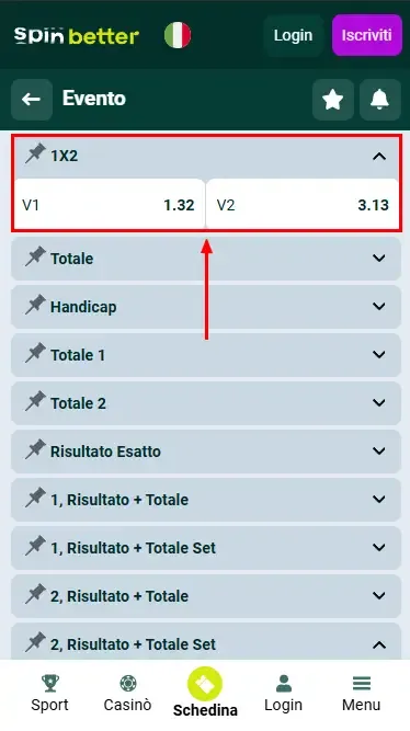 Spinbetter Italia Vincente dell'incontro (Volley)