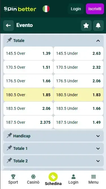 Spinbetter Italia Totali e Handicap (Volley)