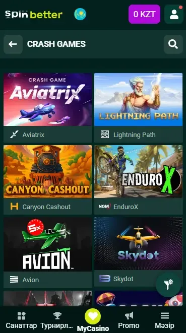 Spinbetter Қазақстан: Crash Ойындар