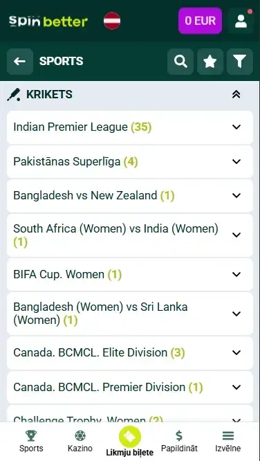 Spinbetter Latvia Cricket Matches and Events
