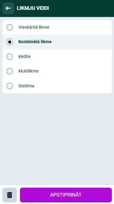 Spinbetter derību veidi